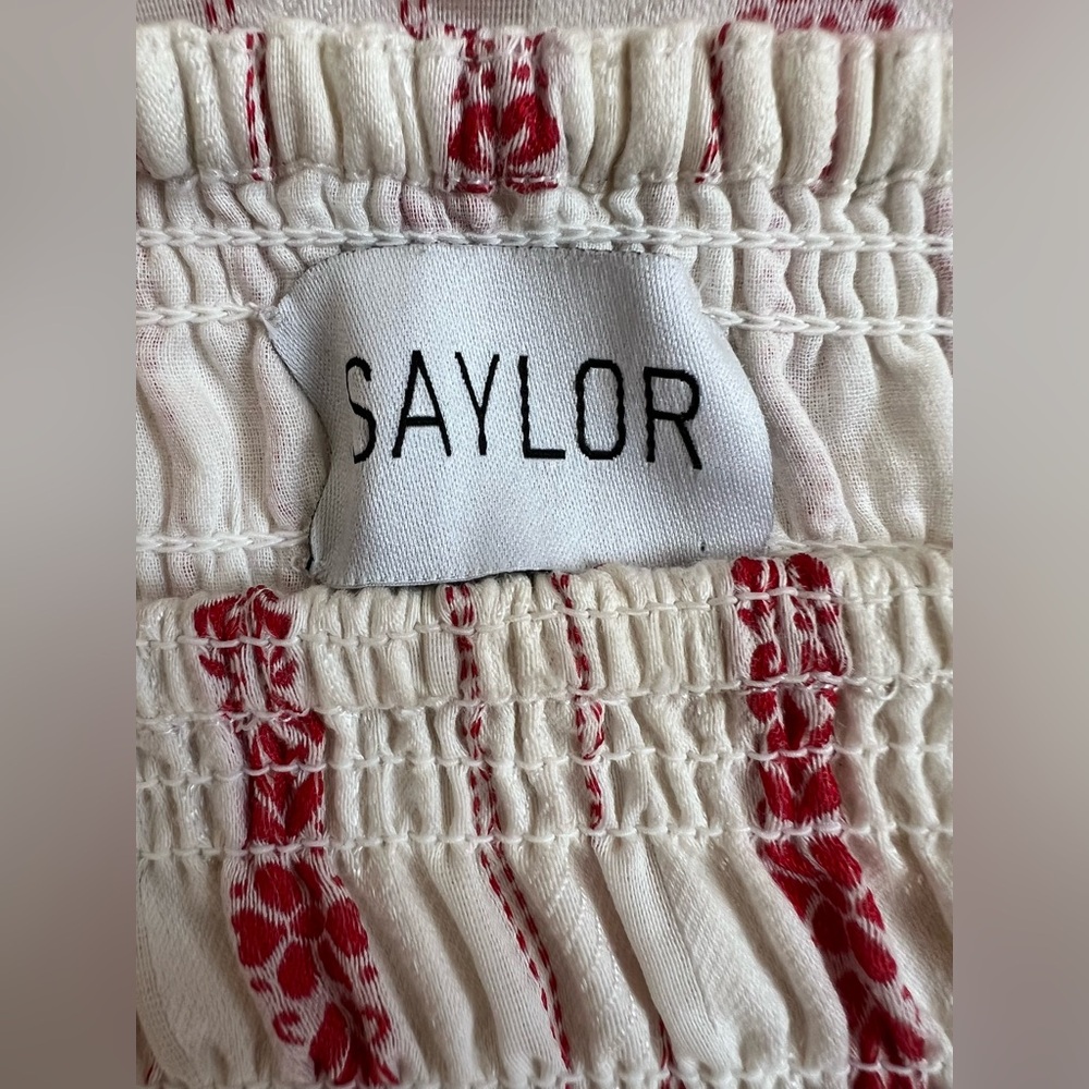 SAYLOR Red and Ivory Smocked Waist 2-Piece Midi Dress - Picture 9 of 9